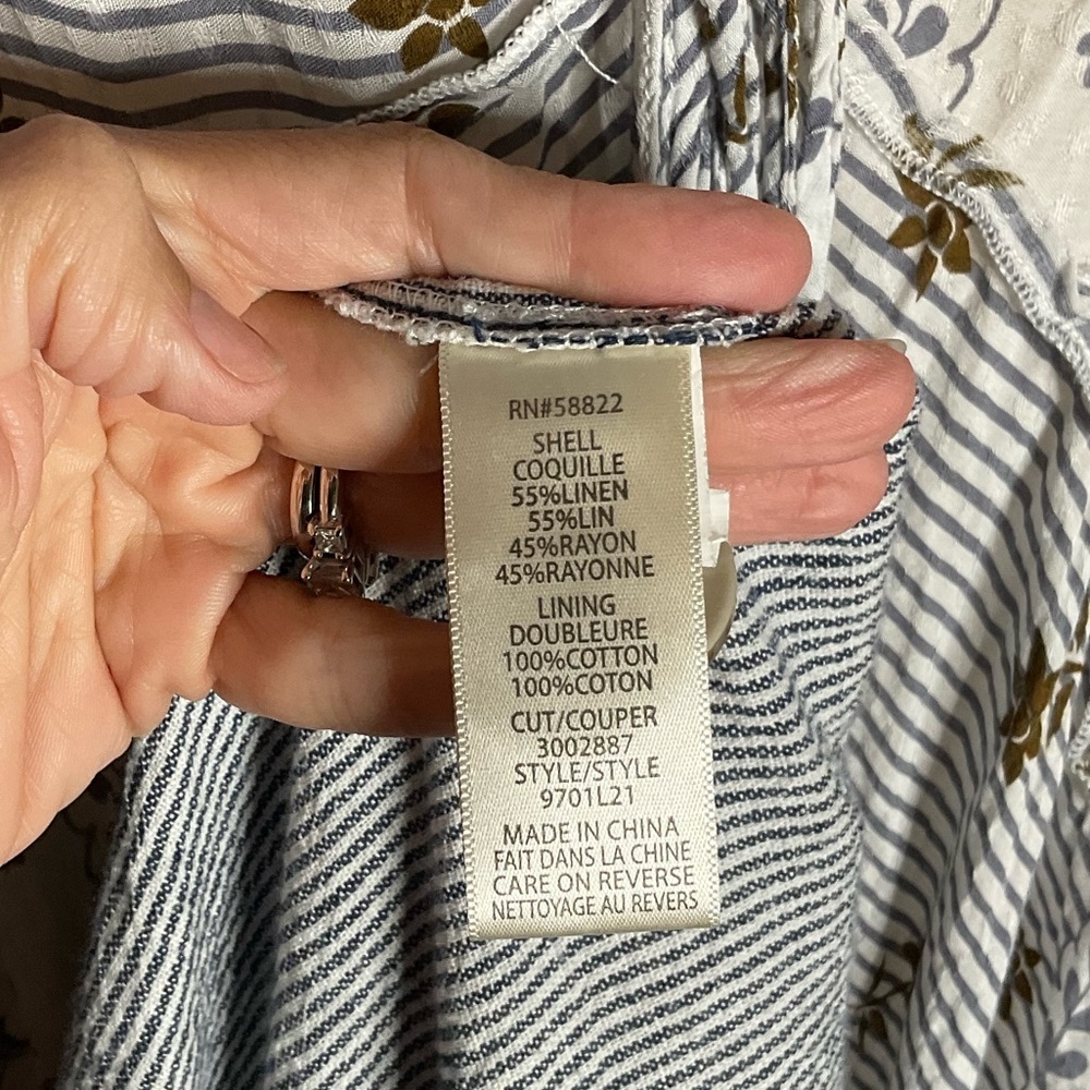 Max Studio Blue Stripe Linen Blend Ruched Sleeve Notch Collar Blazer Size XSmall - Picture 8 of 9